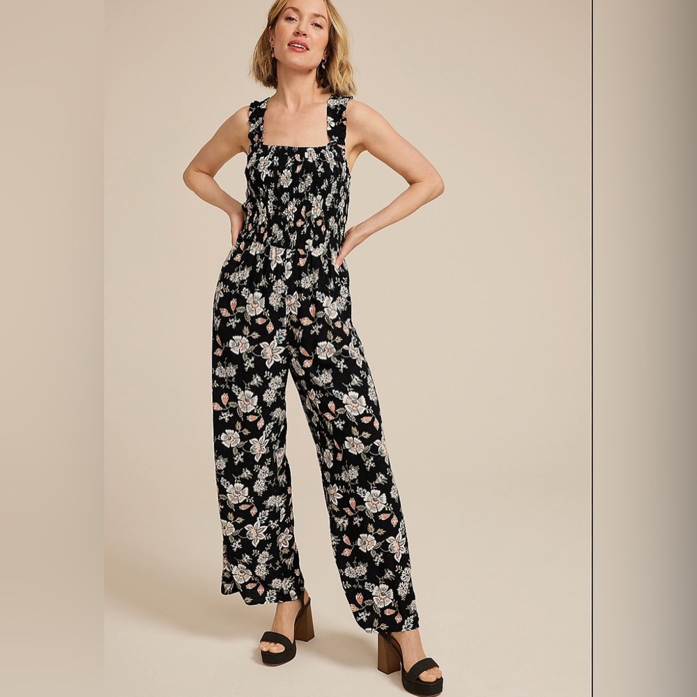 Maurices Black Floral Jumpsuit